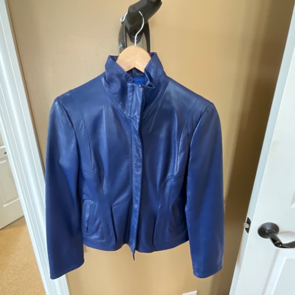 SHARON ROTH LEATHER JACKET. Hand tailored - Picture 2 of 10